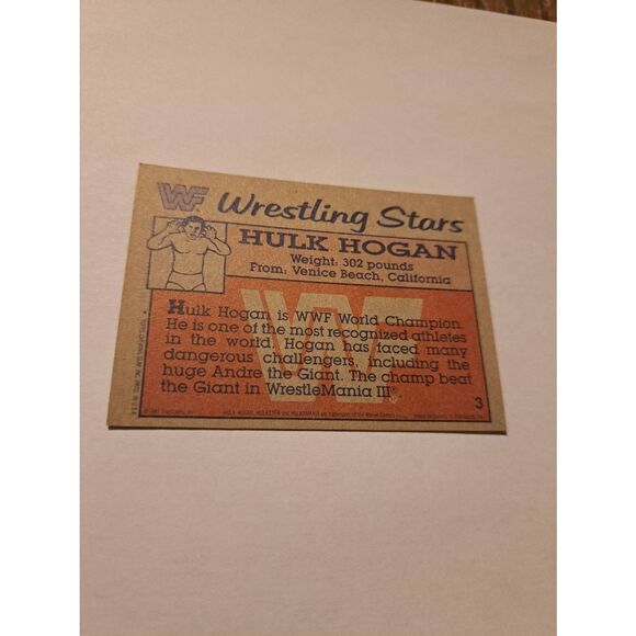 1987 Topps WWF Hulk Hogan Trading Card #3 Vintage Wrestling - Picture 3 of 3